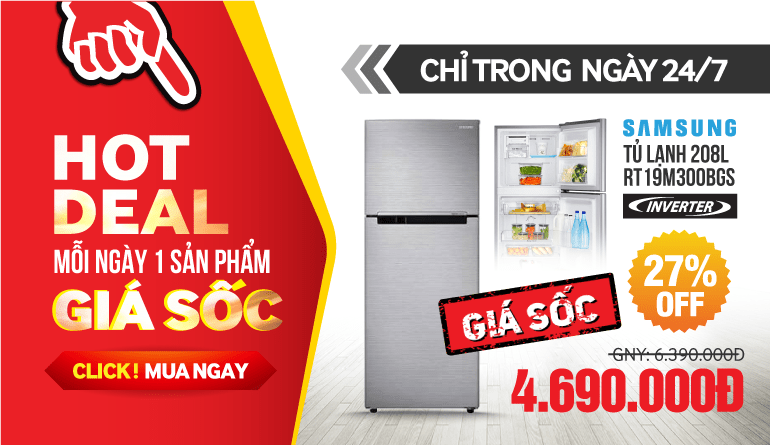 DEAL HOT 24/07: Tủ lạnh Samsung 208L RT19M300BGS/SV giảm 27% giá chỉ 4,690,000đ
